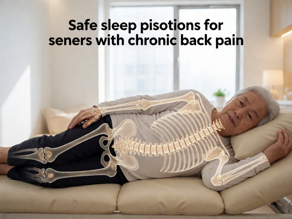 Senior health guide about Safe Sleep Positions - medical illustration