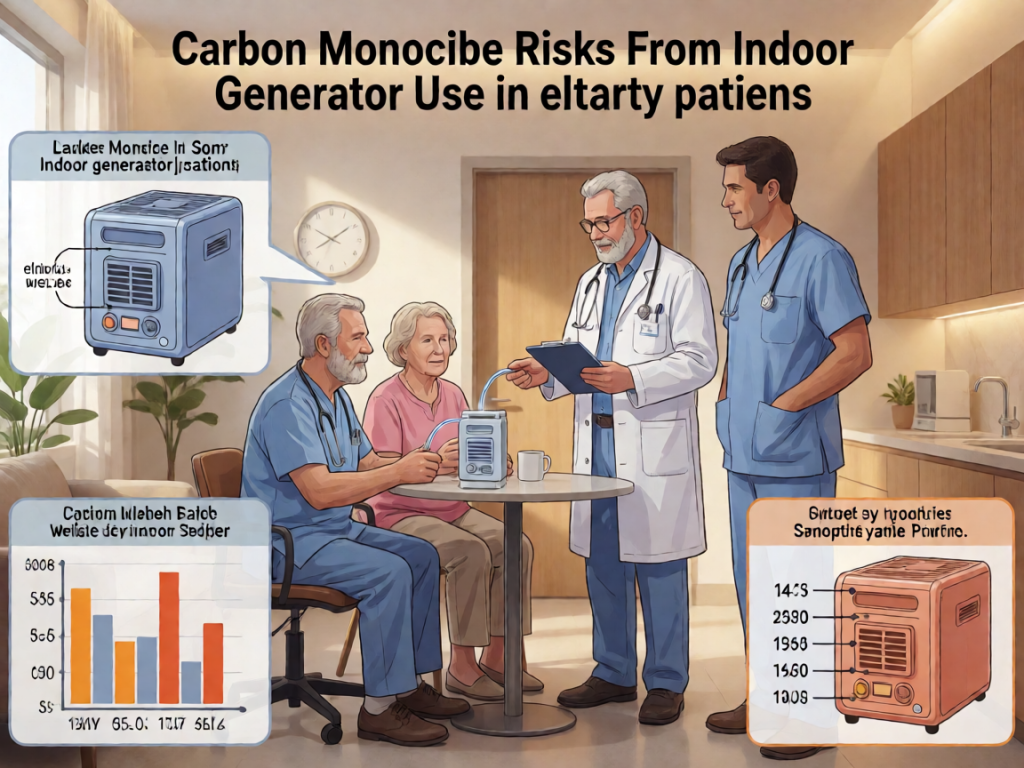 Senior health guide about Carbon Monoxide Risks - medical illustration