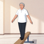 Senior health guide about Balance Beam Walking - medical illustration
