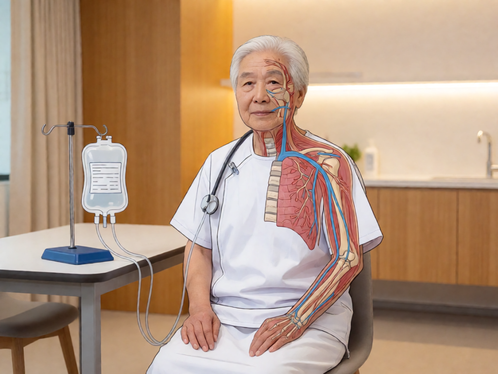 Senior health guide about Urinary Catheter Blockage - medical illustration
