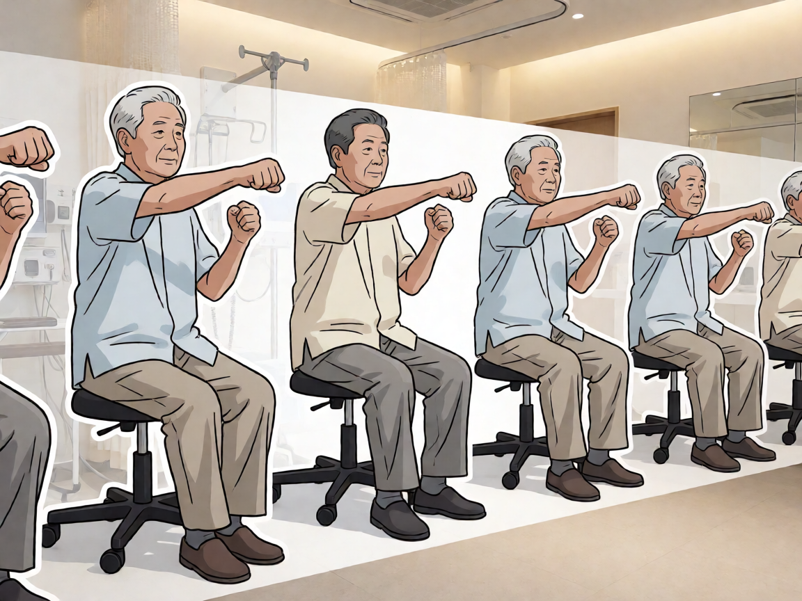 Senior health guide about Seated Boxing Punch - medical illustration