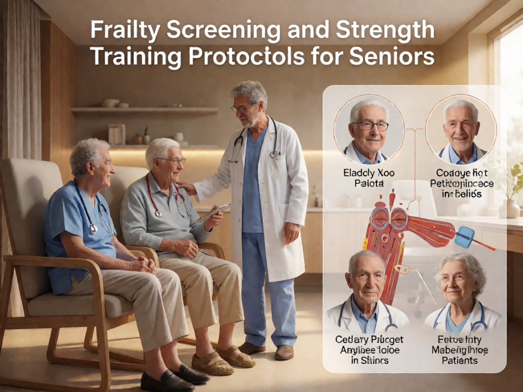 Senior health guide about Frailty Screening and - medical illustration