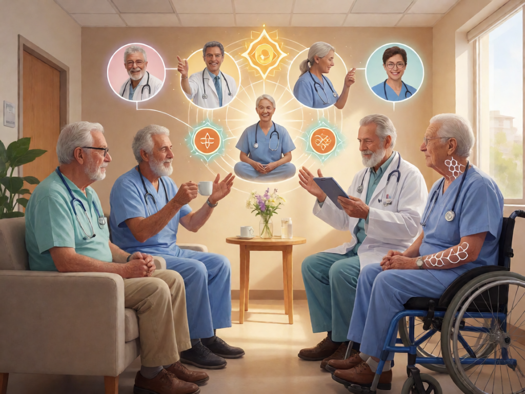 Senior health guide about Ikigai And Purpose - medical illustration