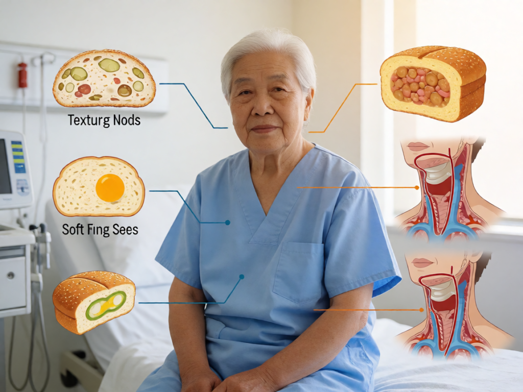 Senior health guide about Texture-Modified Foods For - medical illustration