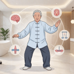 Senior health guide about Tai Chi for - medical illustration