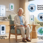 Senior health guide about Smart Home Security - medical illustration