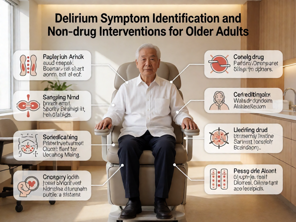 Senior health guide about Delirium Symptom Identification - medical illustration