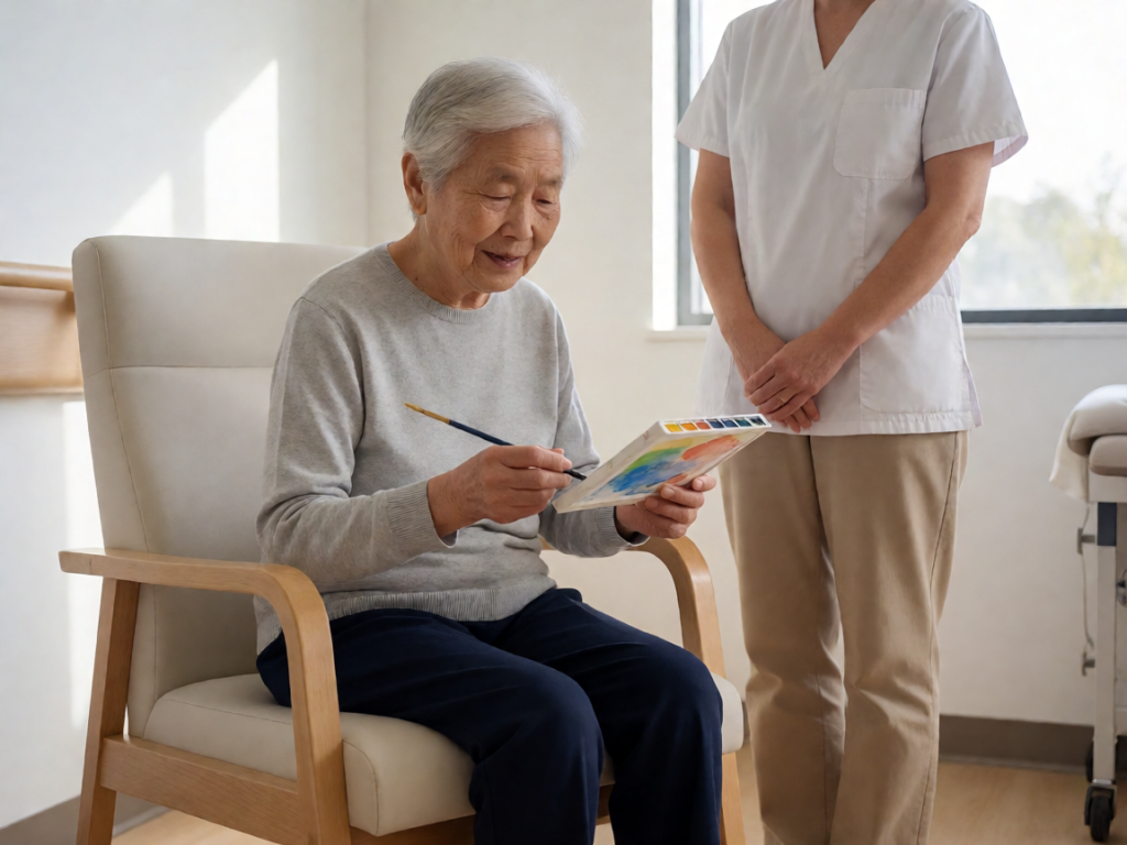 Senior health guide about Art Therapy For - medical illustration