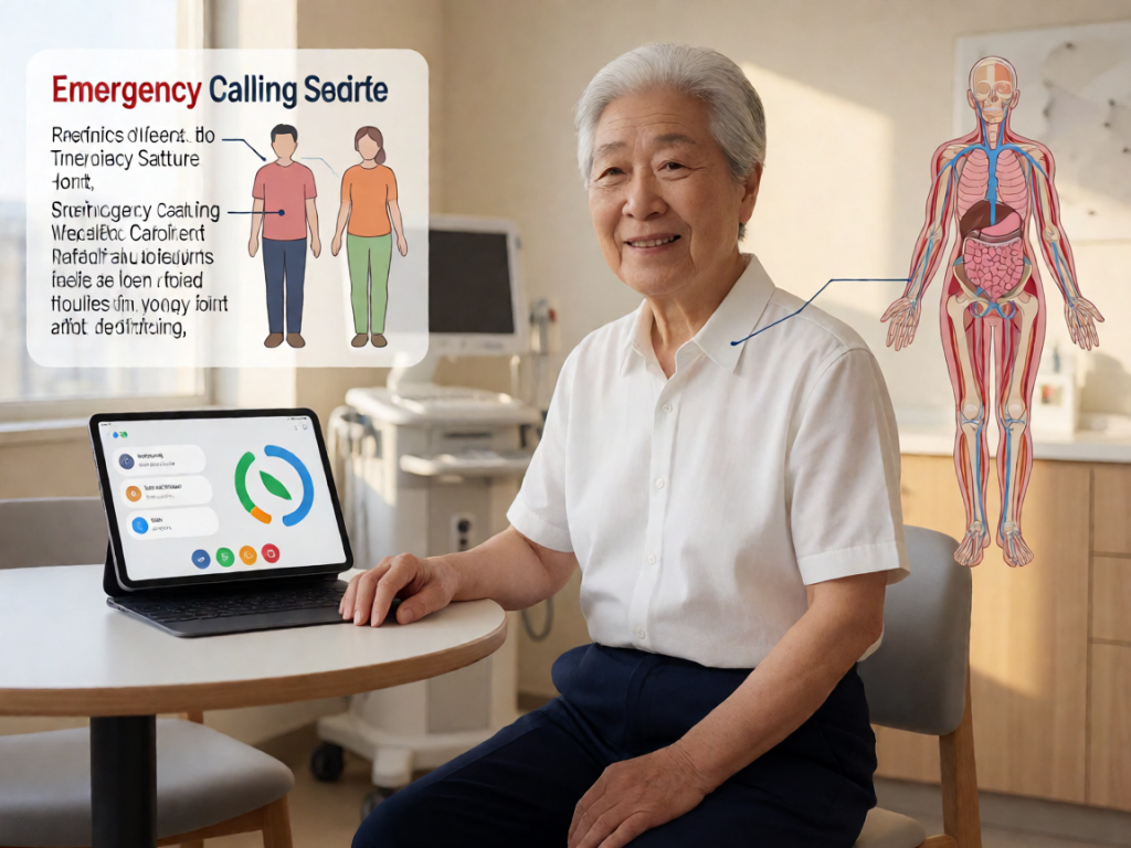 Senior health guide about Voice Assistant Emergency - medical illustration
