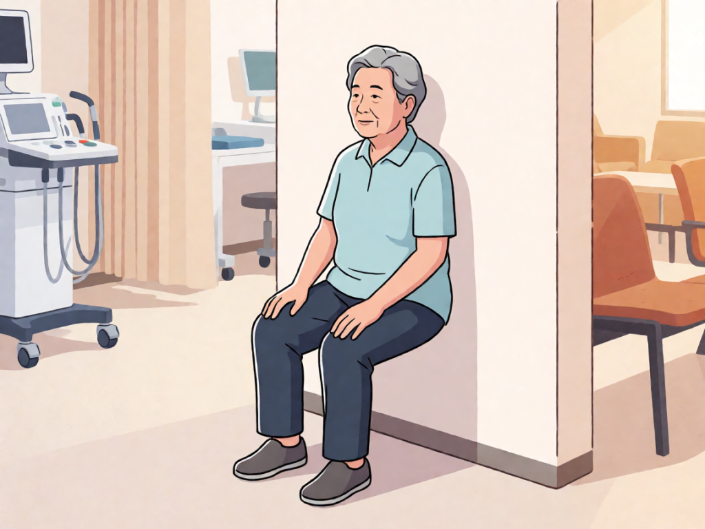 Senior health guide about Isometric Wall Sits - medical illustration