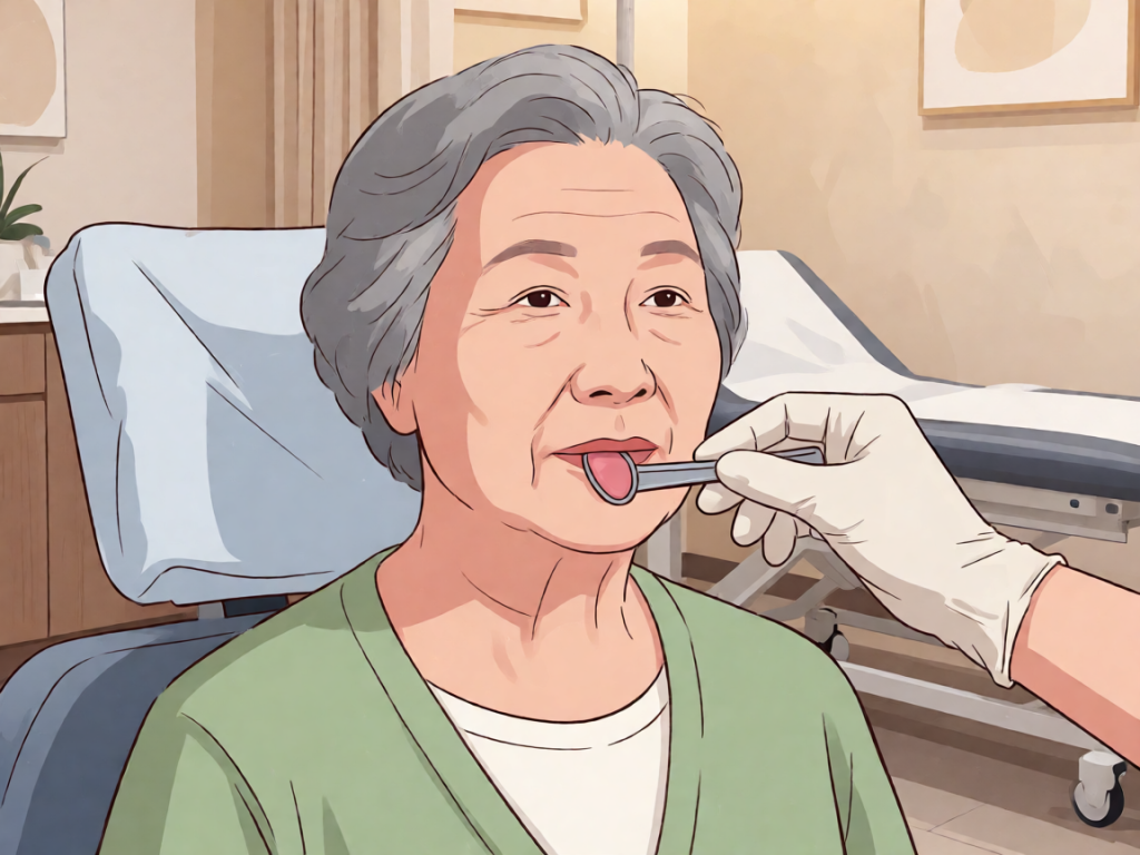 Senior health guide about Tongue Scraping for - medical illustration