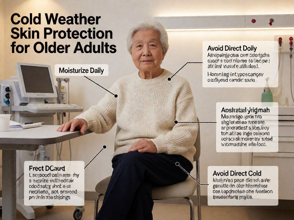 Senior health guide about Cold Weather Skin - medical illustration