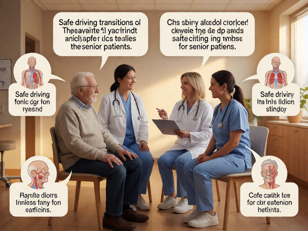 Senior health guide about Driving Retirement Conversations - medical illustration