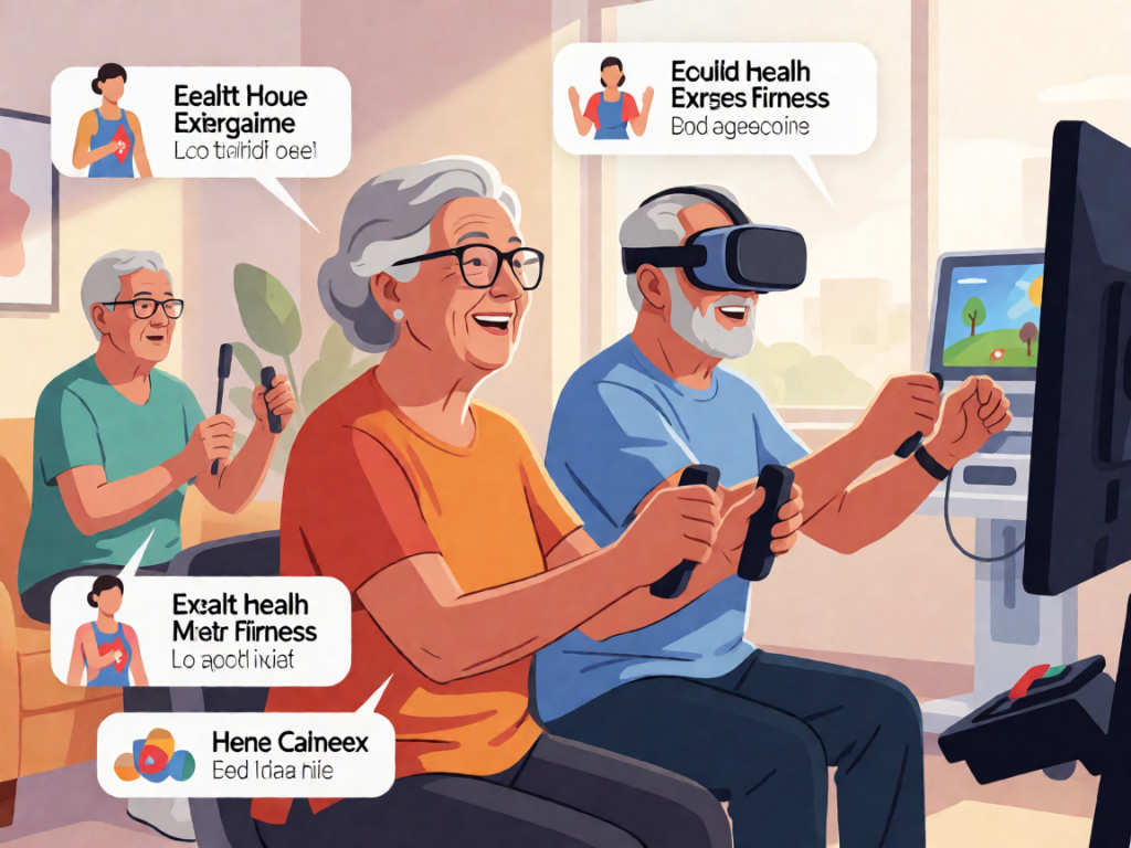 Senior health guide about Exergaming Fitness Programs - medical illustration