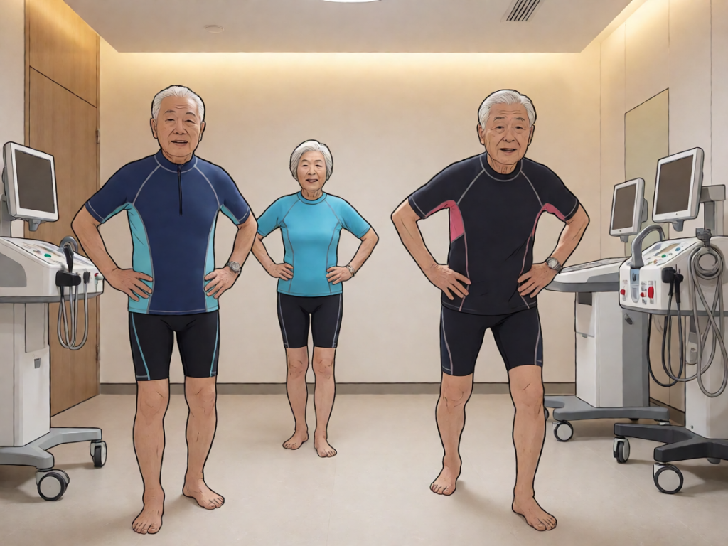 Senior health guide about Swimming Strokes Suitable - medical illustration