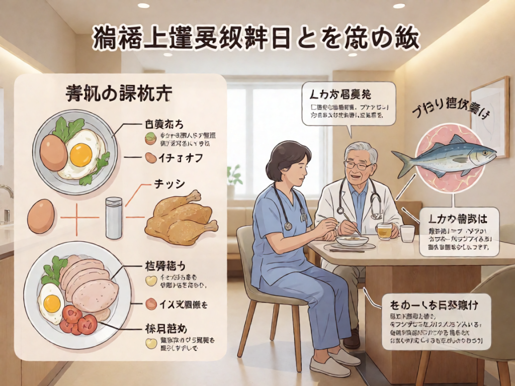 Senior health guide about Lean Protein Distribution - medical illustration