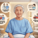 Senior health guide about Volunteering Benefits Senior - medical illustration