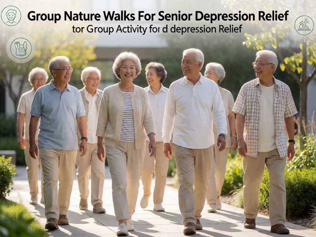 Senior health guide about Group Nature Walks - medical illustration