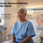 Senior health guide about Safe Earwax Removal - medical illustration