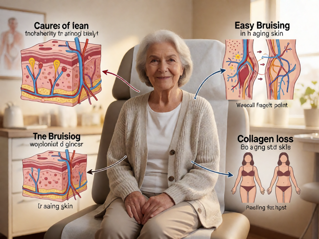 Senior health guide about Easy Bruising Causes - medical illustration