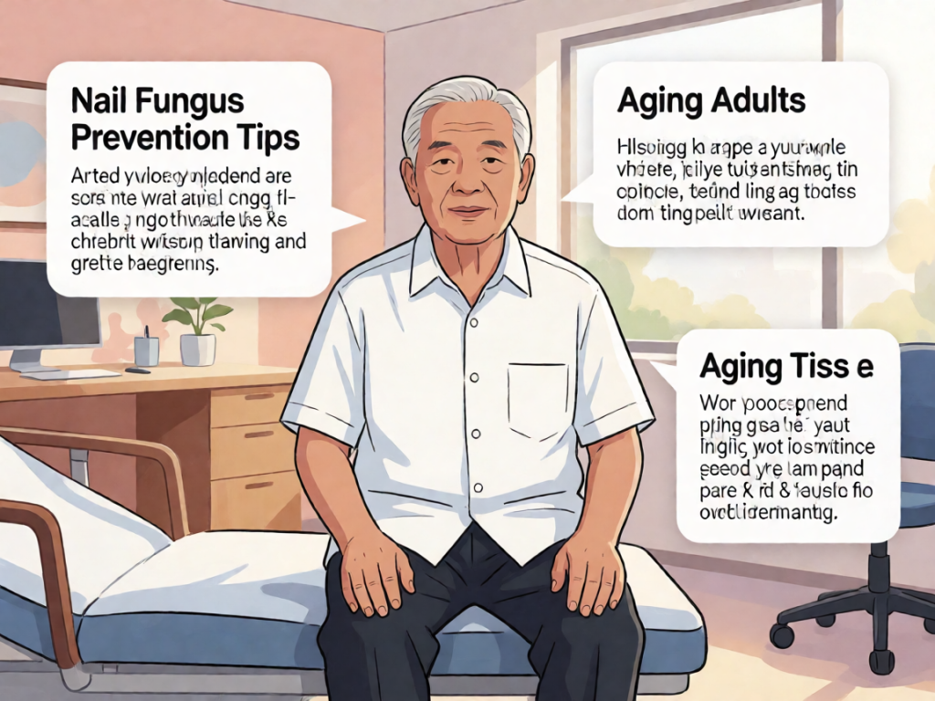 Senior health guide about Nail Fungus Prevention - medical illustration