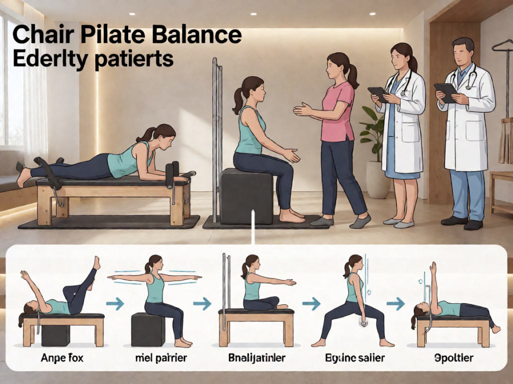 Senior health guide about Chair Pilates Sequences - medical illustration