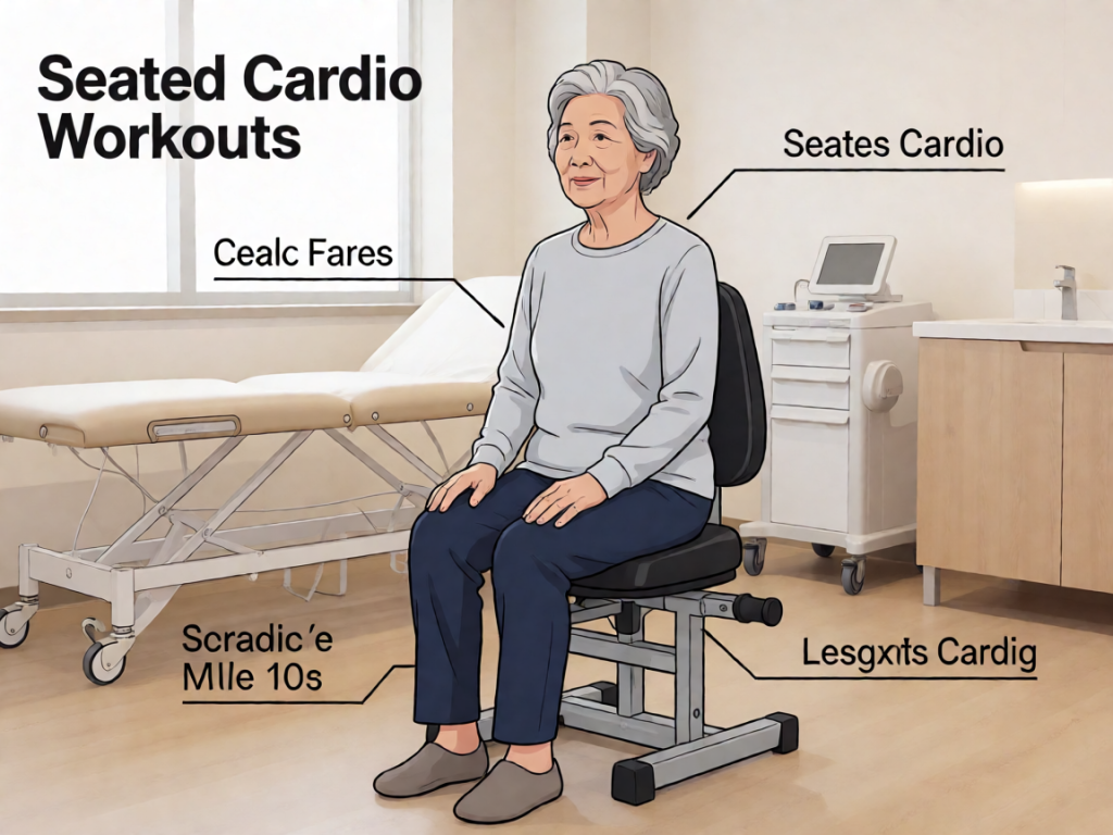 Senior health guide about Seated Cardio Workouts - medical illustration