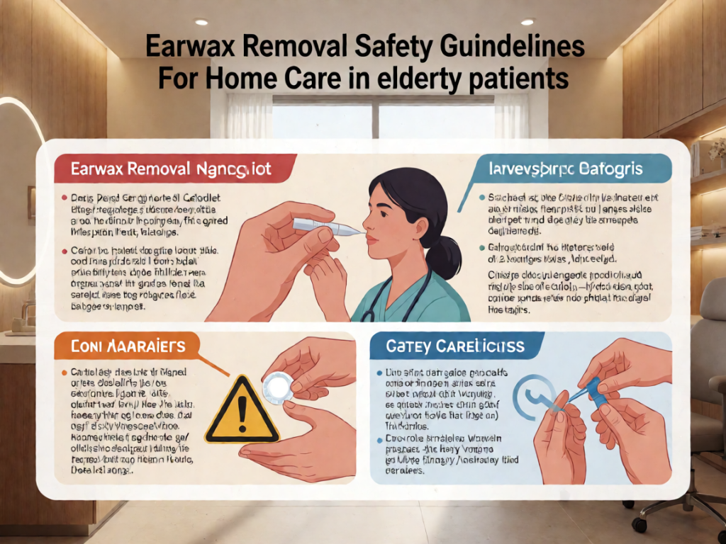 Senior health guide about Earwax Removal Safety - medical illustration