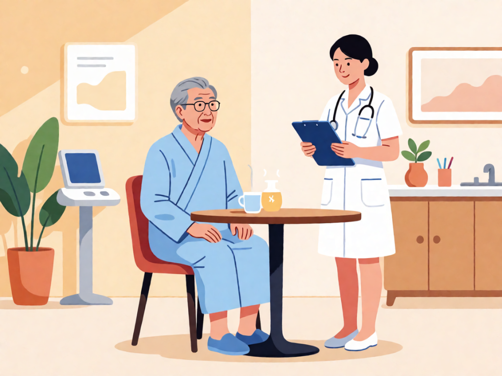 Senior health guide about Adult Day Care - medical illustration