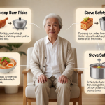 Senior health guide about Cooktop Burn Risks - medical illustration