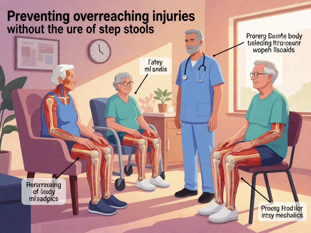 Senior health guide about Preventing Overreaching Injuries - medical illustration