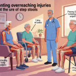 Senior health guide about Preventing Overreaching Injuries - medical illustration