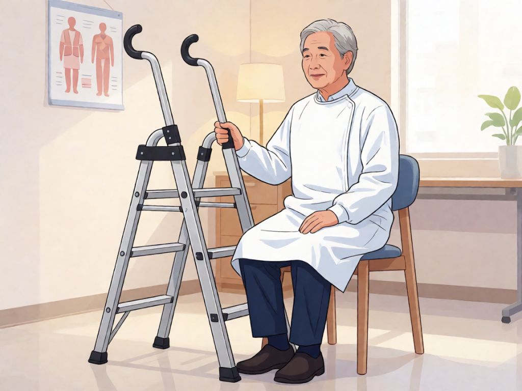 Senior health guide about Safe Ladder Selection - medical illustration