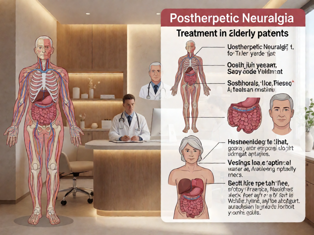 Senior health guide about Postherpetic Neuralgia Treatment - medical illustration