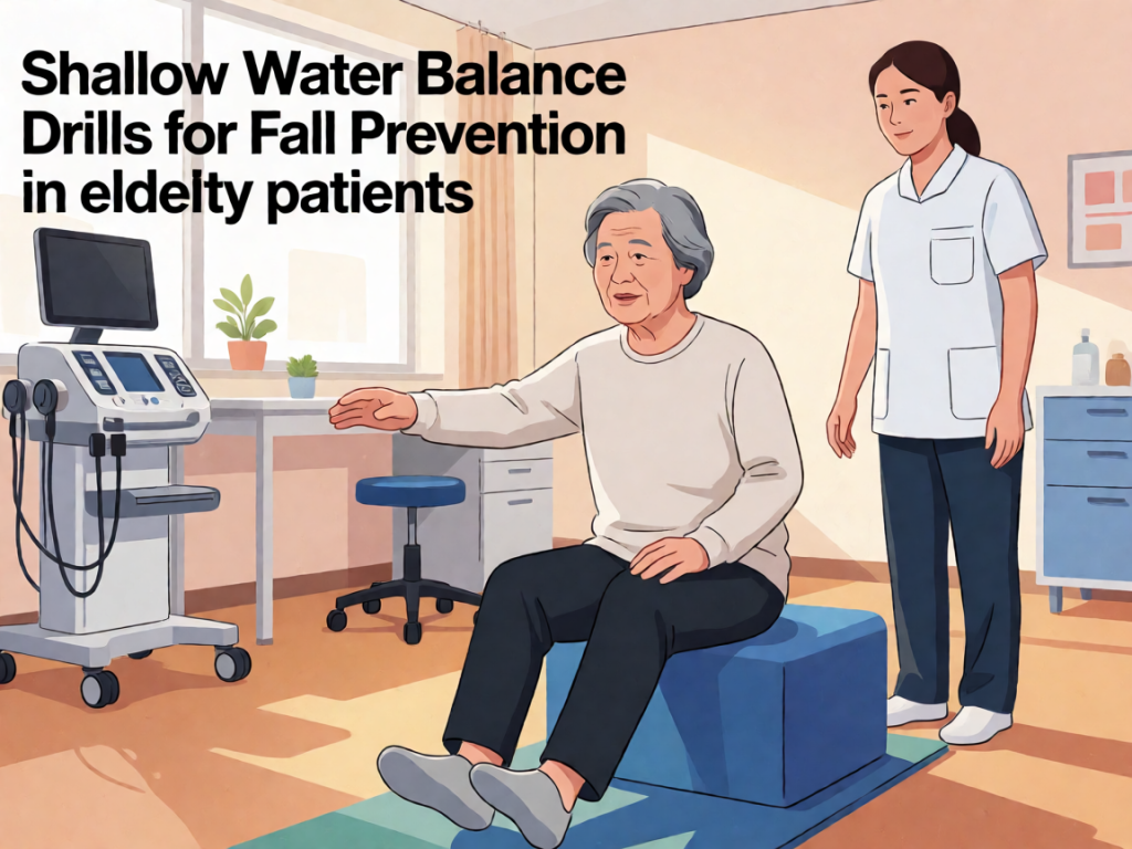 Senior health guide about Shallow Water Balance - medical illustration
