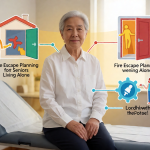 Senior health guide about Fire Escape Planning - medical illustration