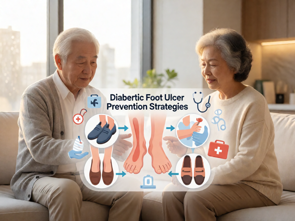 Senior health guide about Diabetic Foot Ulcer - medical illustration