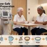 Senior health guide about Swallow-Safe Food Preparation - medical illustration