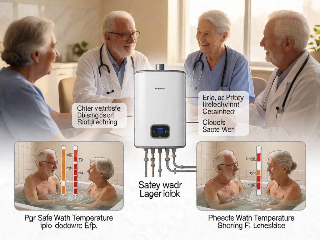 Senior health guide about Preventing Scald Burns - medical illustration