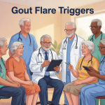 Senior health guide about Gout Flare Triggers - medical illustration