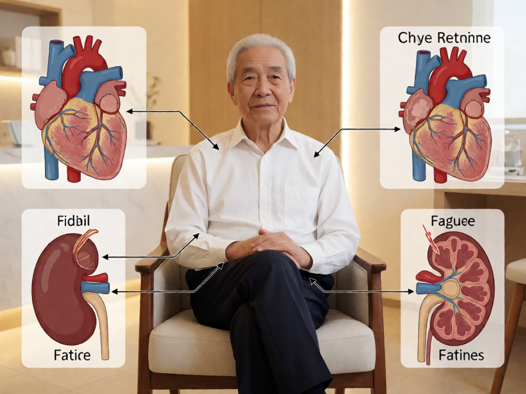 Senior health guide about Heart Failure Warning - medical illustration